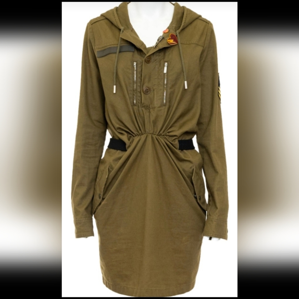 Saint laurent runway army military green hoody dress - Picture 1 of 12